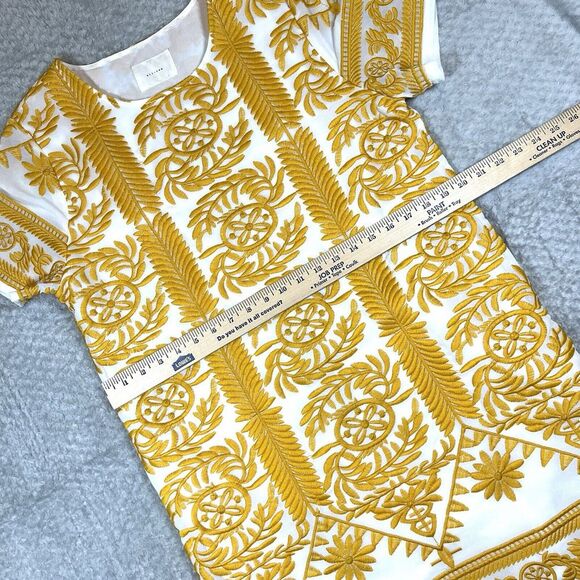 All:Row Dress Womens Large Yellow Embroidered Short Sleeve Mini - Picture 11 of 15